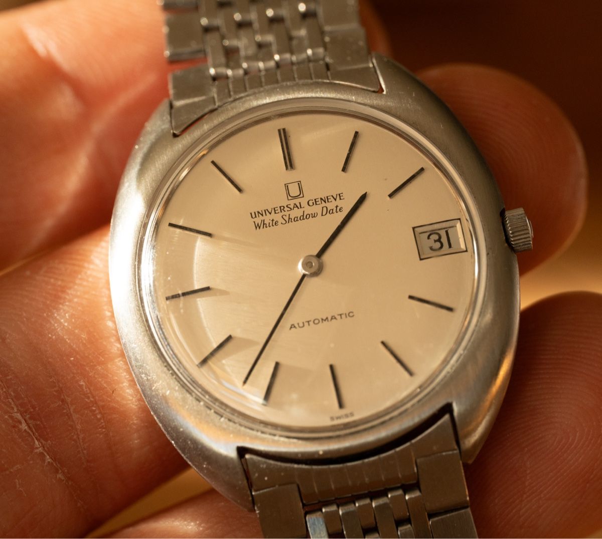 Universal Genève Orologi: Universal Genève White Shadow Date - Vintage – Usato da Grand-Lancy venduto da flombaba