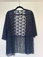 H&M Divided Cardigan, Größe S, dunkelblau mit Fransen