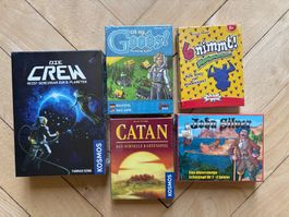 5 Spiele: Die Crew, John Silver, 6 nimmt, Oh my Goods, Catan