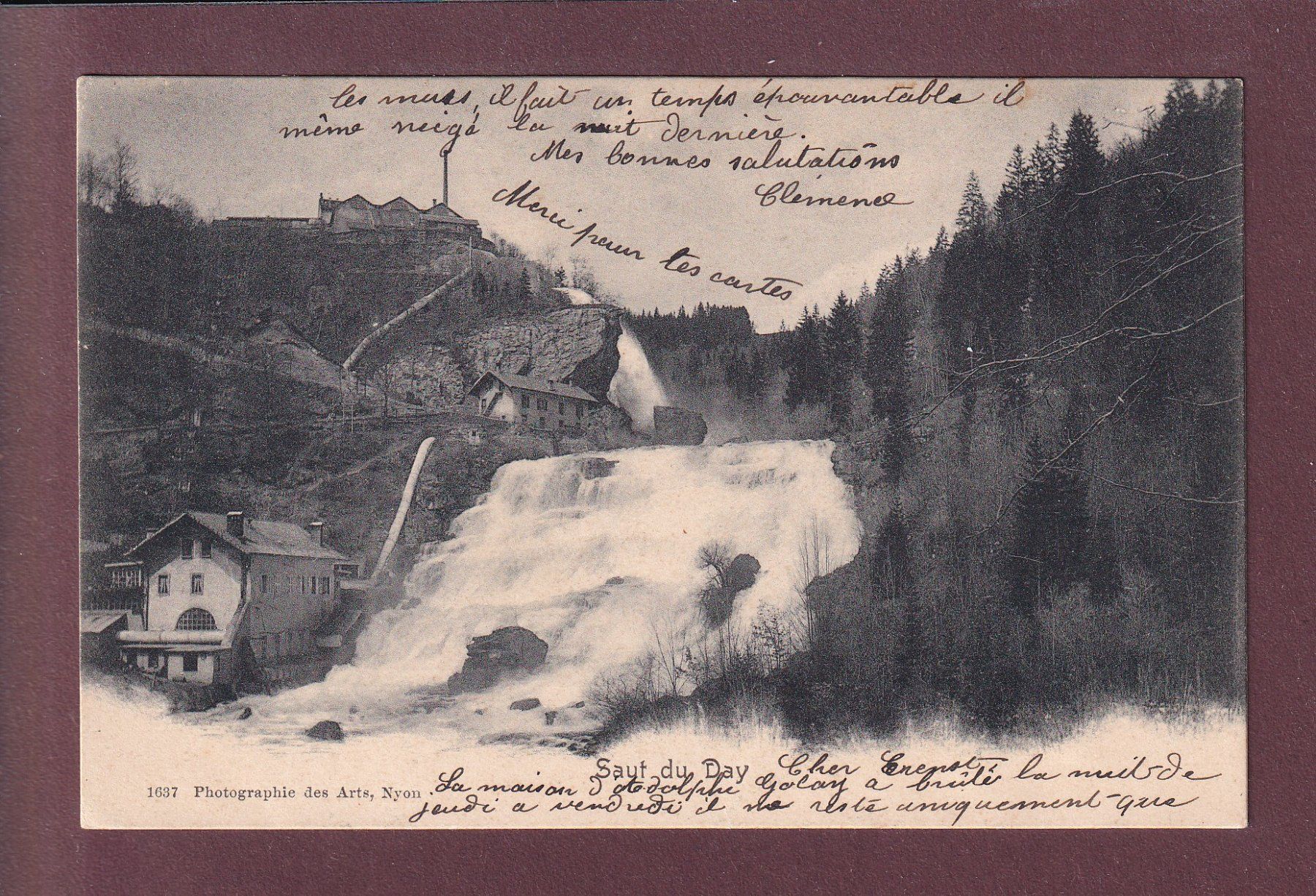 Ansichtskarten: Saut du DAY - Usine - 1903 – Gebraucht aus Pully von nicecards