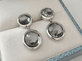 Silber 925 Ohrringe mit Bergkristall, elegant & dezent - Neu