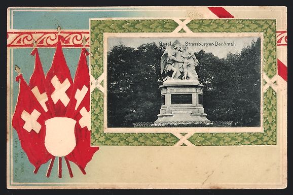 Ansichtskarten: Litho Basel, Strassburger-Denkmal, Flagg – Gebraucht aus Berlin von bartko-reher