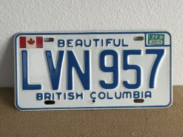 Autonummer Nummernschild BRITISH COLUMBIA Kanada 1977 