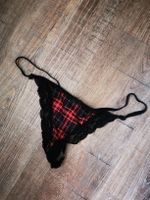 Sexy Tanga Höschen, rot-schwarz kariert, Grösse S