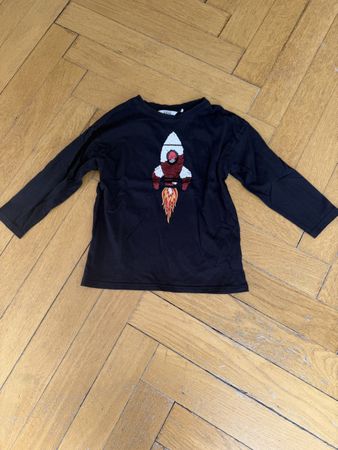 Langarmshirt Kids schwarz mit Raketen-Pailletten Gr 116