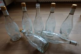 7 dekokrierte Glasflaschen Prosecco-Flaschen zum Basteln