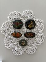 Wooden brooches, hand-painted, vintage, good condition