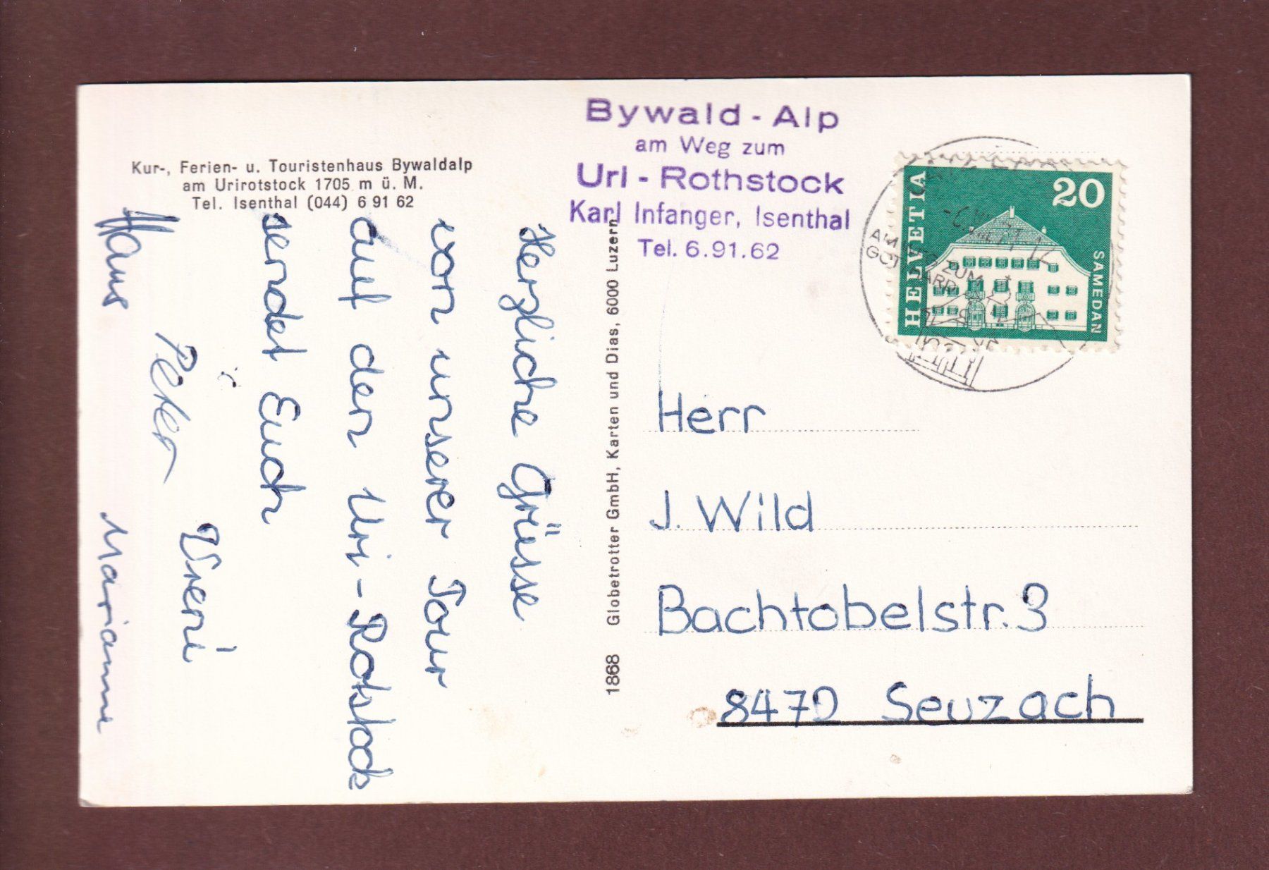 Cartoline postali: BYWALDALP - 1971 – Usato da Pully venduto da nicecards 1