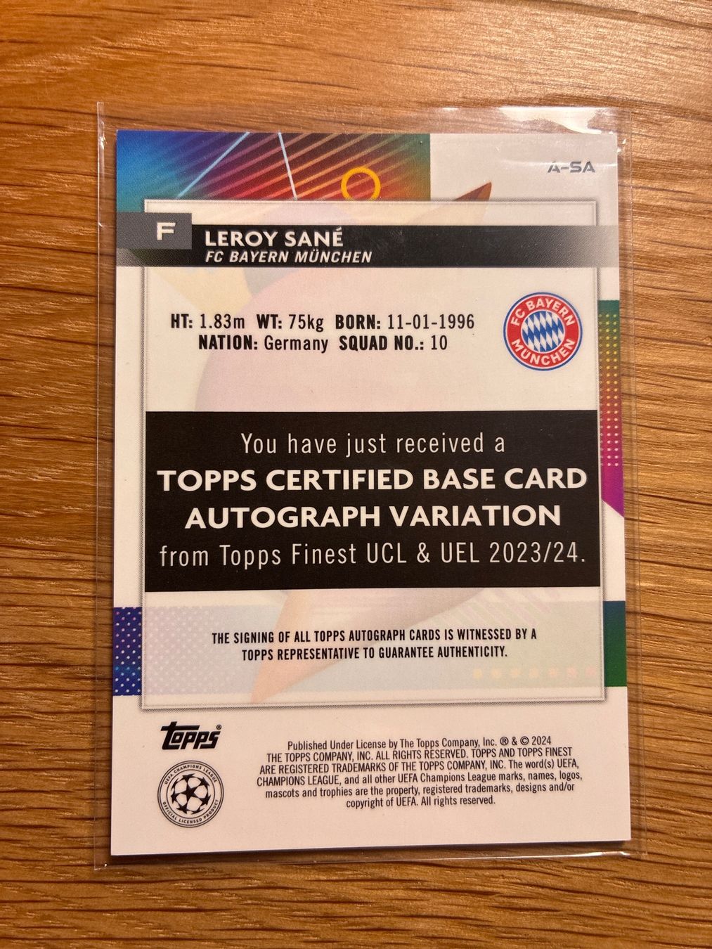 Topps Sammelbilder & Trading cards: Topps Finest Leroy Sane Bayern Autogramm – Gebraucht aus Wangenried von Garagara 1