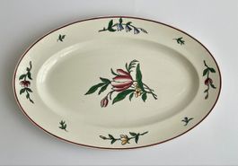 Plat de présentation floral Sarreguemines, vintage, 42 cm