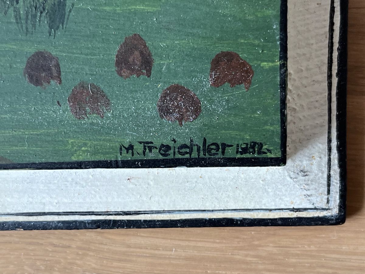 Gemälde: Bauernmalerei auf Holztafel (2) – Gebraucht aus Andwil SG von Sirius1 1