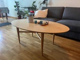 ovular couchtisch, holz hell