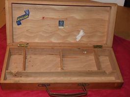 HOLZKISTLI PARIS, BASEL ANTIK , VERSCH. ABTEILE 32x10x5