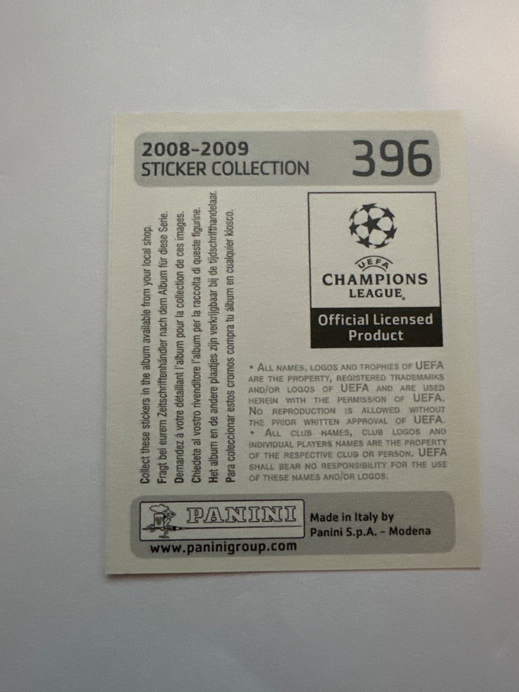 Panini Carte collezionabili: Panini UEFA Champions League 2008-2009 - Nr. 396 – Usato da Sulz AG venduto da DealWerk 1