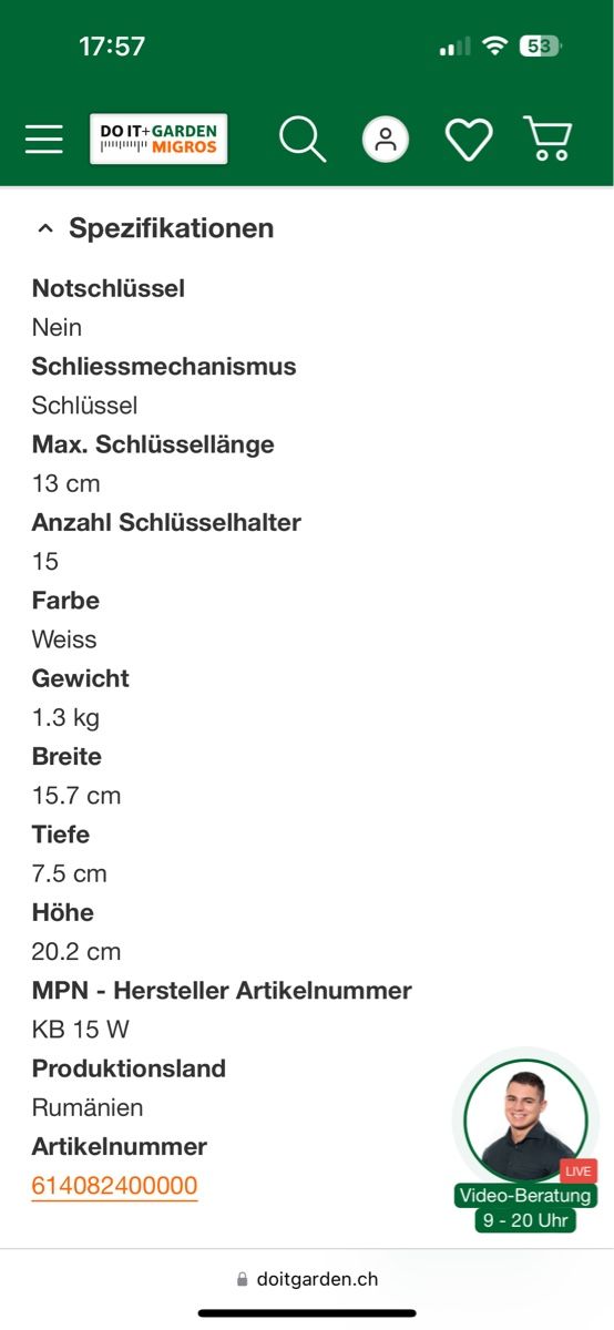 Chiavi: Schlüsselkasten Burg-Wächter – Nuovo (secondo la descrizione) da Zürich venduto da Messina_68 2