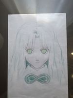 Anime originale, disegno a matita, ragazza dai capelli