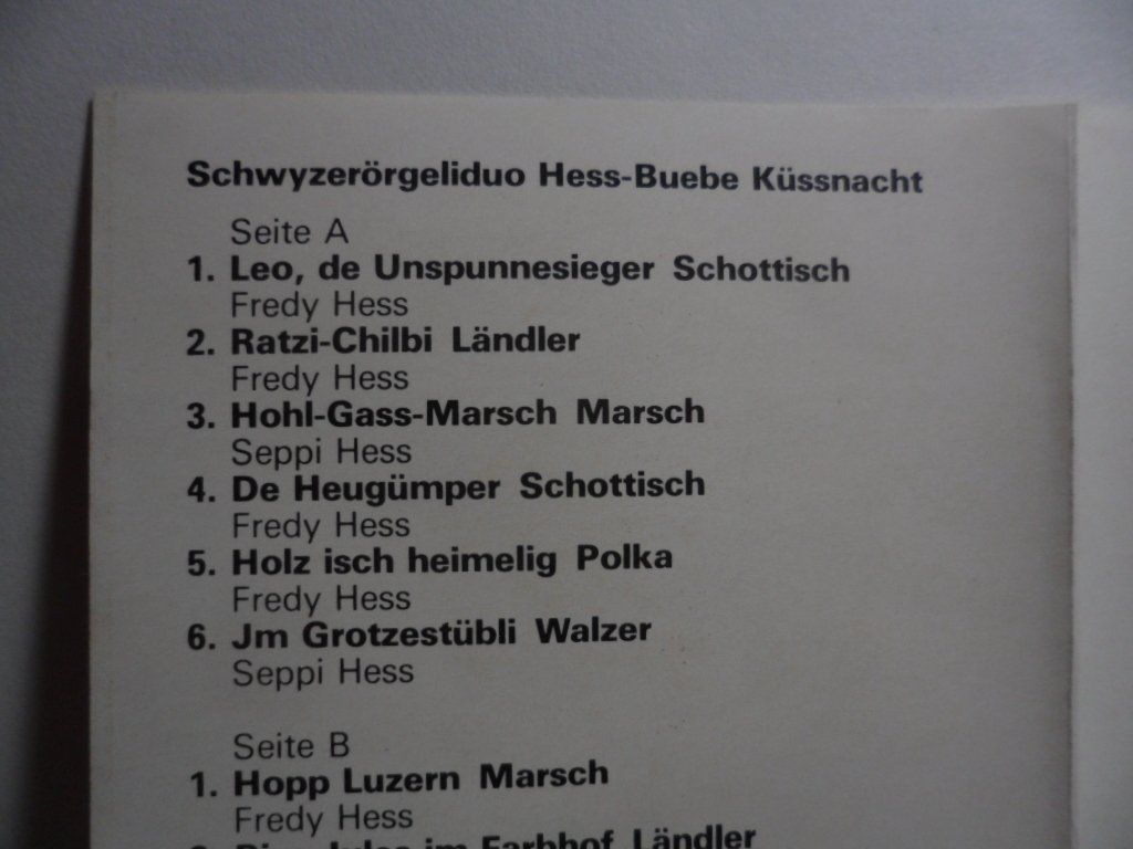 Kompaktkassetten: Schwyzerörgeliduo   HESS BUEBE  Küssnacht – Gebraucht aus Langnau i. E. von gf2_29jt 1