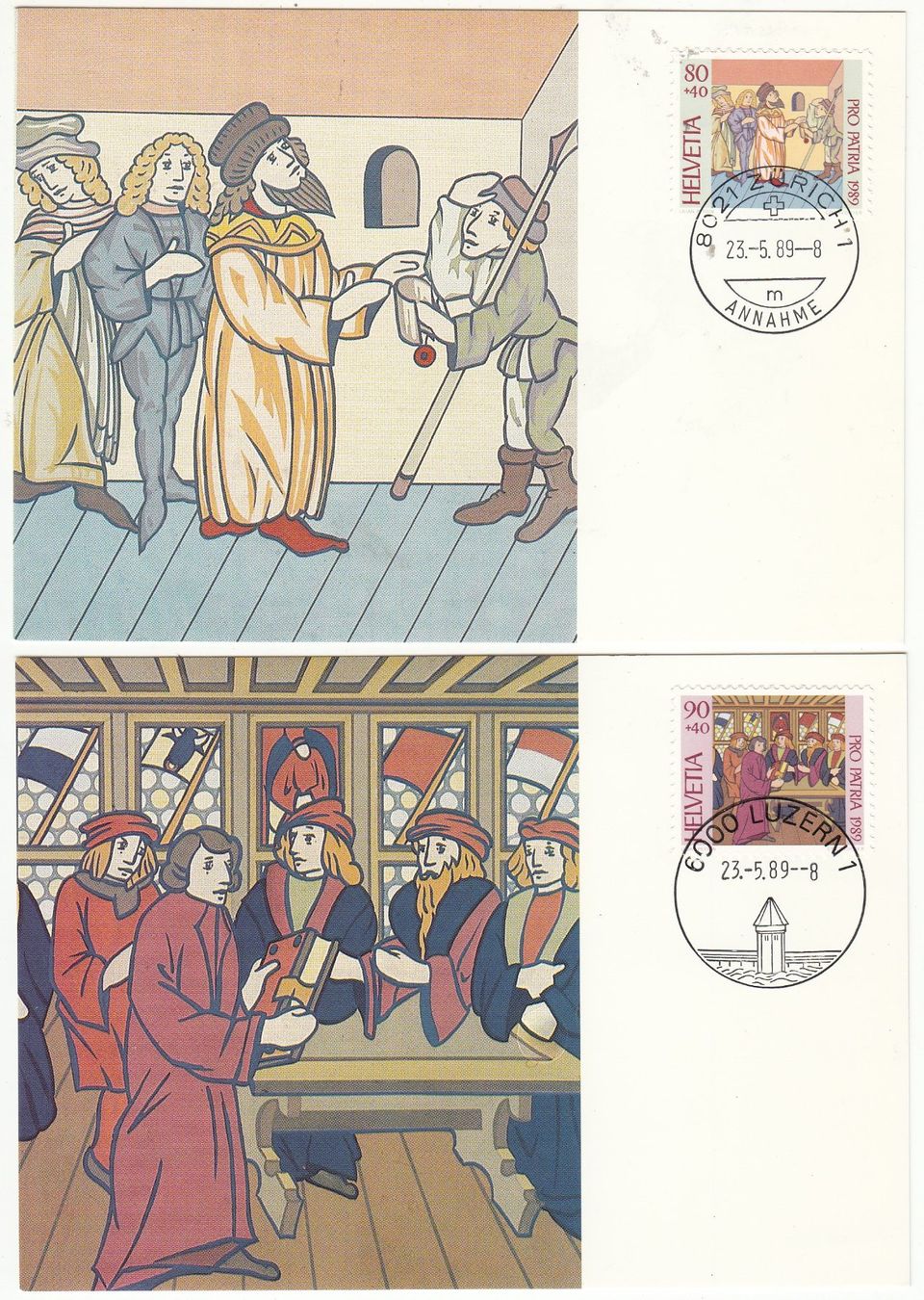 Alle Briefmarken: Maximumkarten Schweiz 1989 4 Skt. – Gebraucht aus Herrliberg von Lfrifda 1