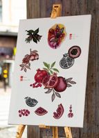 A3 Frucht Druck Print von Handgemalte Botanische Granatapfel