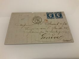 1863 Minr. 21 Faltbrief Paris nach Genf, sauberer Stempel