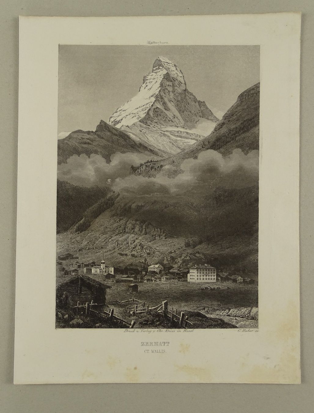 Gravures: ZERMATT, AQUATINTA 1865 – D'occasion à Grüningen par Kartensammler 1