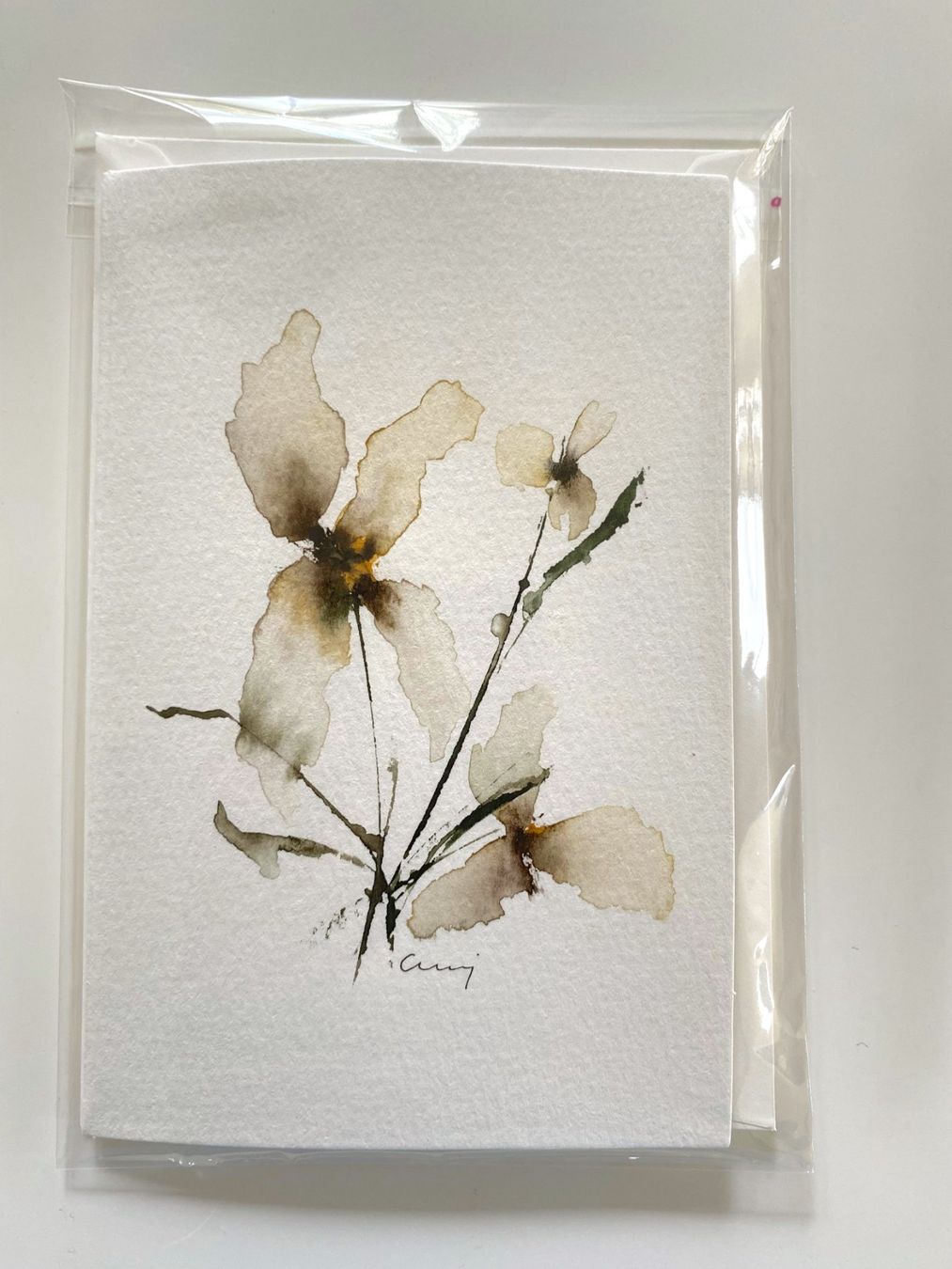 Cartoline: 2-er Set Aquarell-Kunstkarten, handgemalt, Grusskarten – Nuovo e nell'imballaggio originale da Fanas venduto da Omibia 2