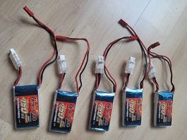 5x Lipo Akku - Gens Ace b-25c-450-2s1p - 7.4Volt / 450mAh