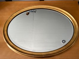 Spiegel oval mit geschliffenem Rand, gross, mit Goldrand