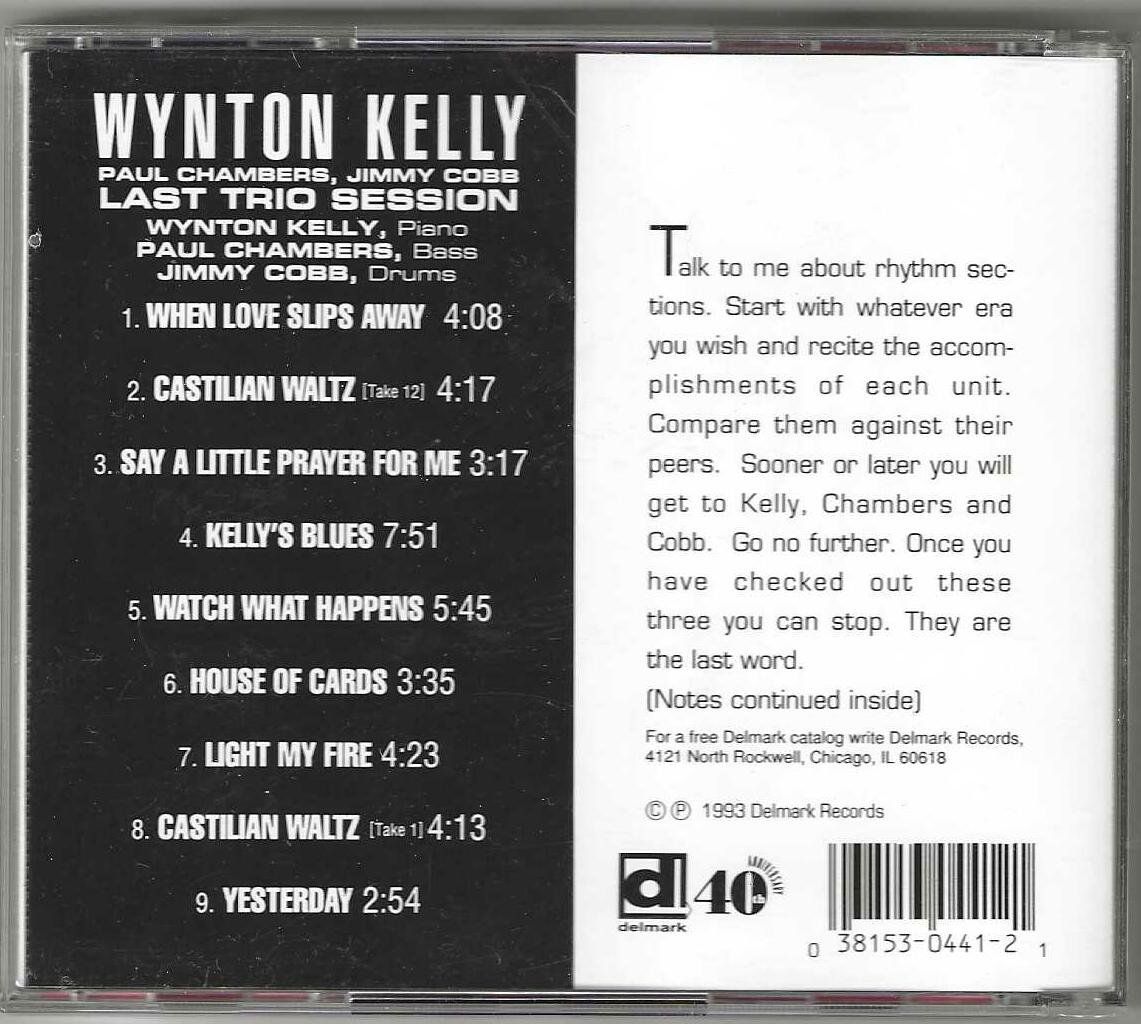 CD: Wynton kelly - Last Trio Session – Usato da Genève venduto da CDLPBookS 1