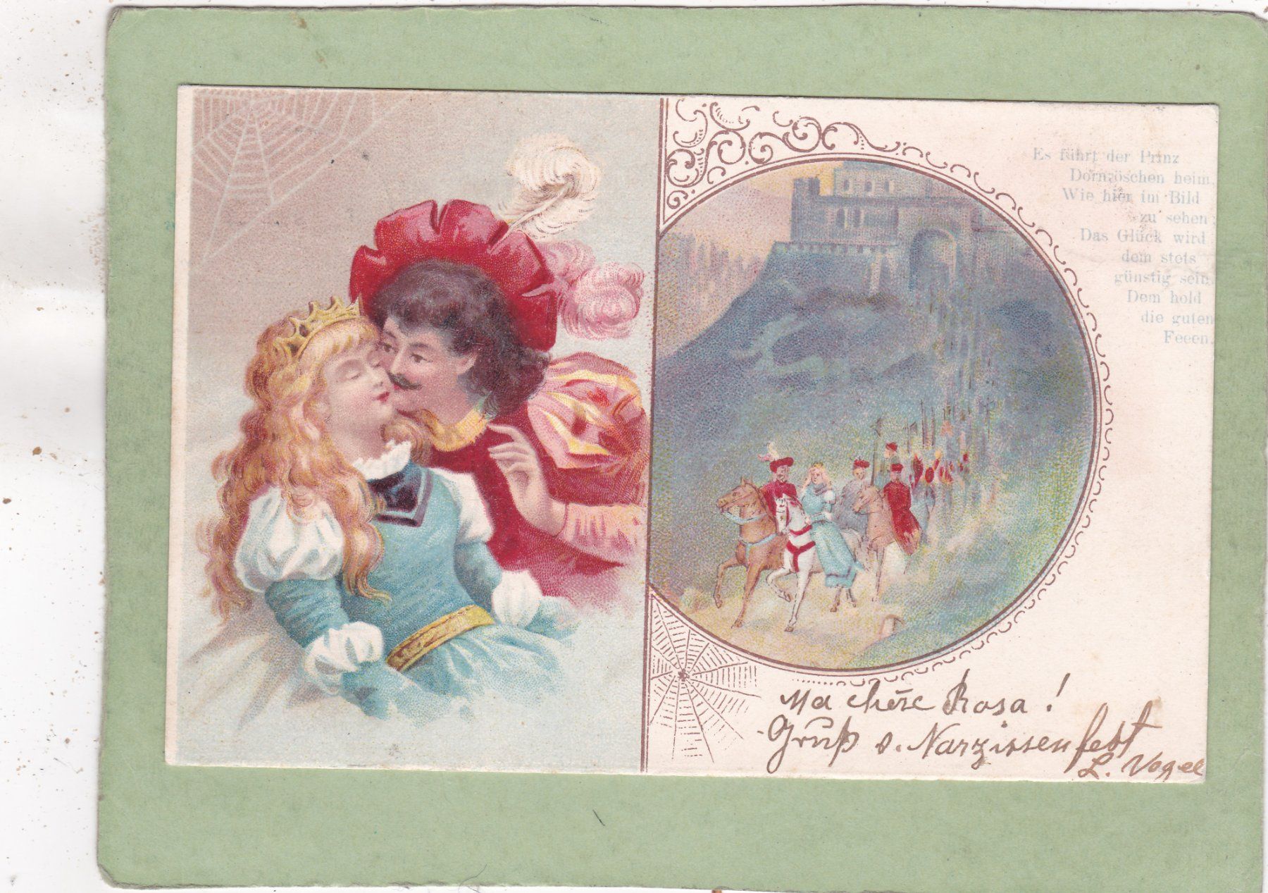 Cartoline postali: Kitsch Kunst Märchen Prinz Dornröschen 1899 – Usato da Herisau venduto da Lisegrat2008