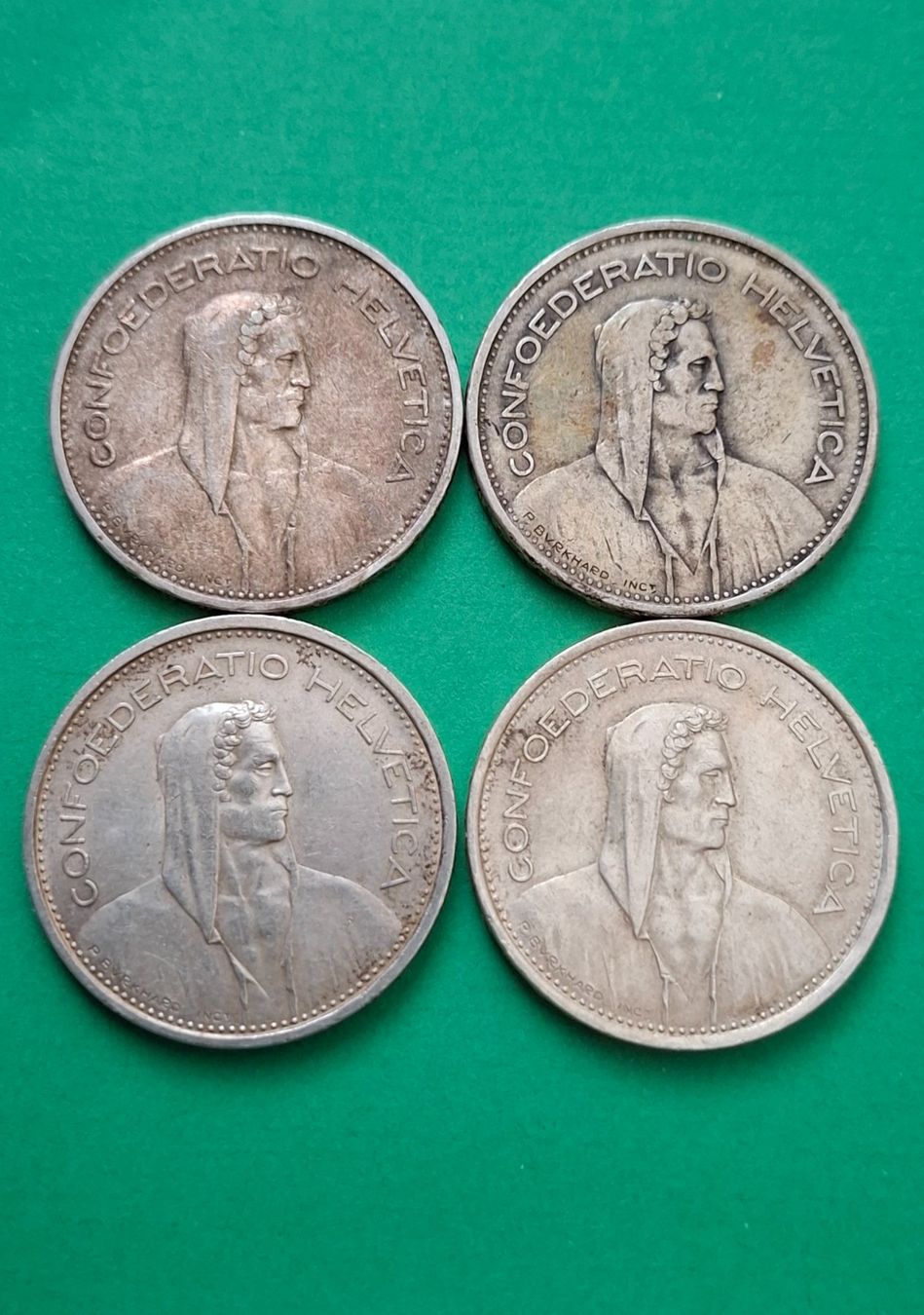 Tutti le monete: 4 X 5 FRANKEN SILBERMÜNZEN 1932 - 1933 - 1967 - 1969 – Usato da Siglistorf venduto da Winer03 1