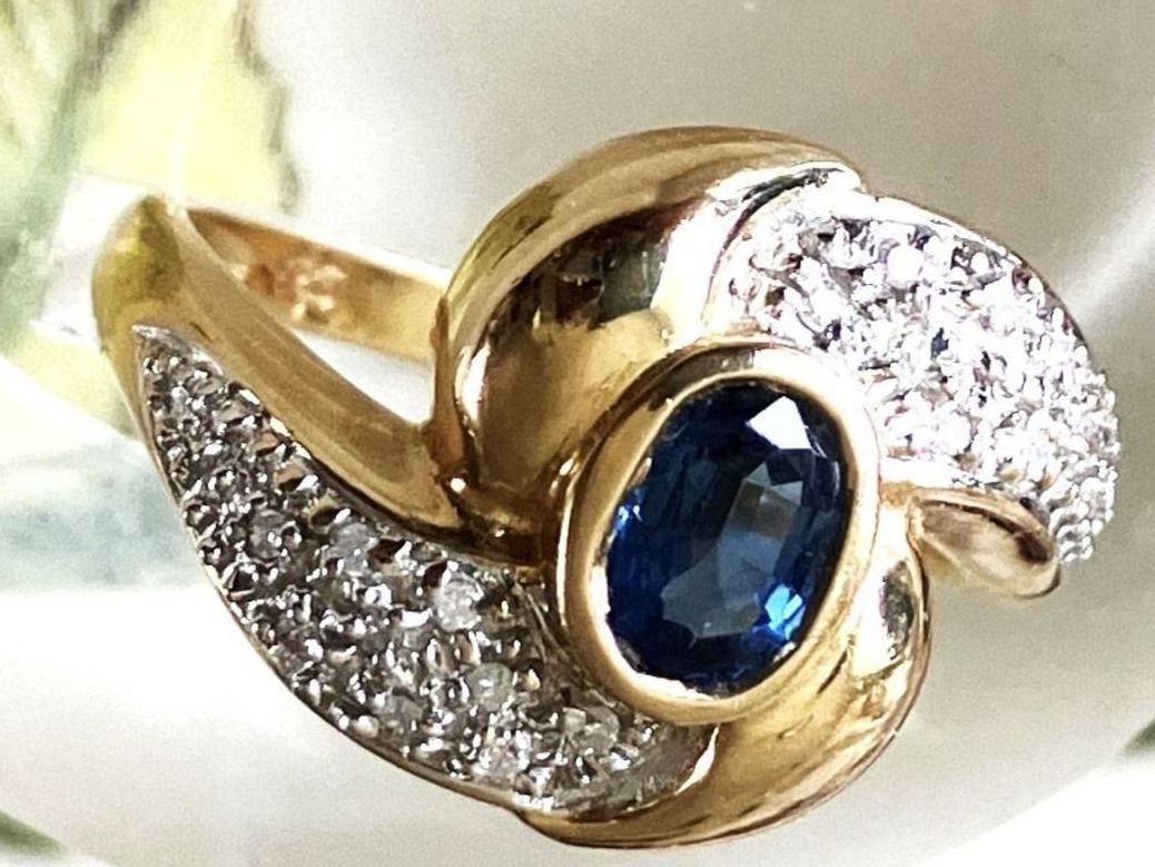 Anelli: TOP SAPHIR BRILLANT Ring ca 0,80ct 585er GG **VERSAND** – Usato da Goldach venduto da bonnyrio