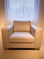 DIENER Ledersessel, hellgrau/beige, neu und unbenutzt