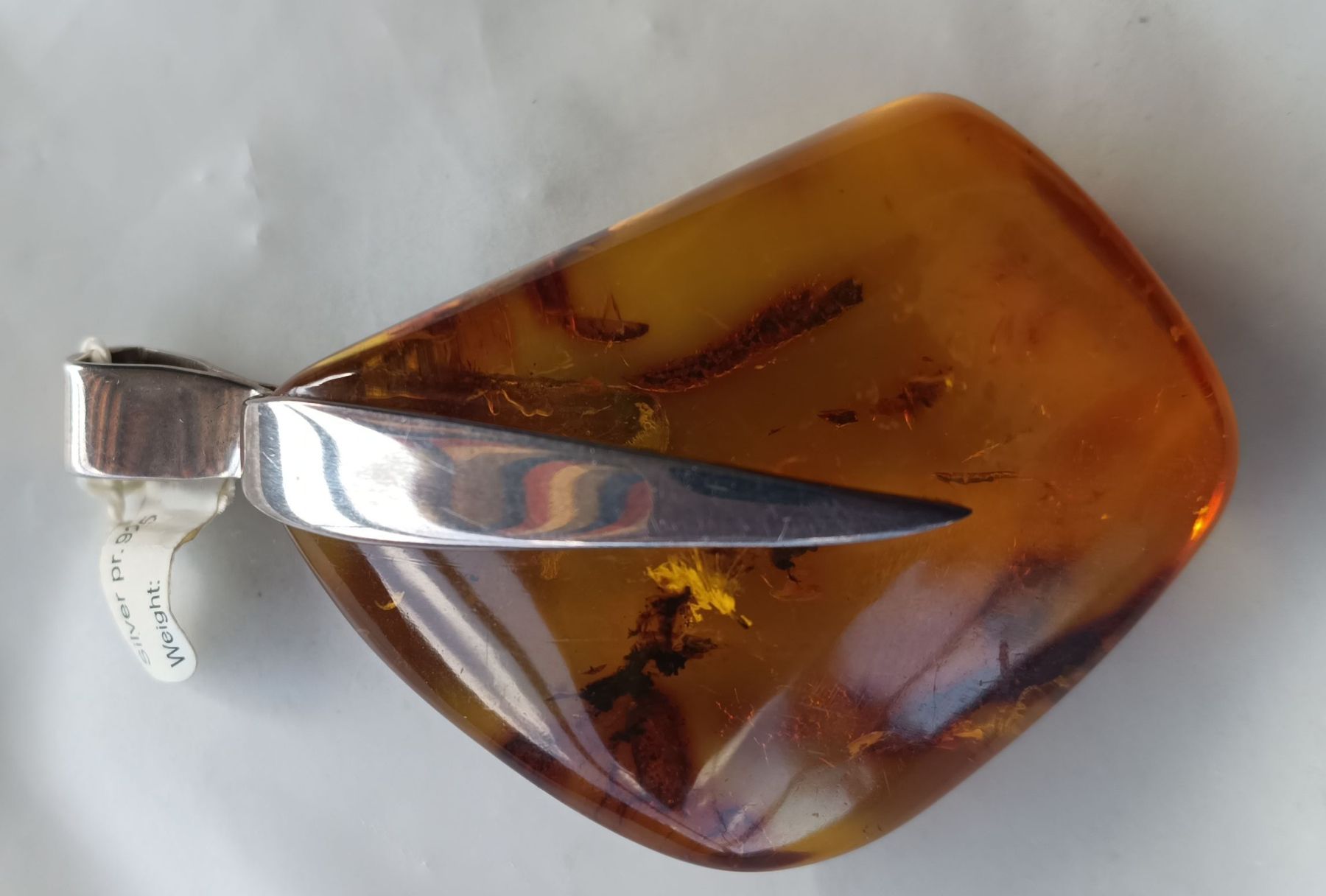 Mineralien & Heilsteine: Amber pendant with inclusions sterling silver setting – Neu und originalverpackt aus Zürich von cat_9cvz