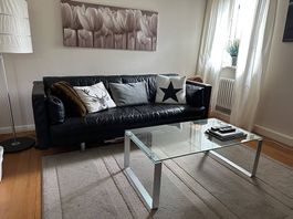 Schwarzes Leder-Bettsofa