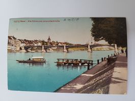 Postkarte Basel Alte Fähre und Johanniterbrücke um 1909 RN