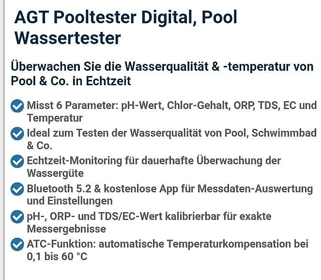 Misurare: AGT Pooltester digital (Bluetooth) NEU – Usato da Arlesheim venduto da Lambo007 2
