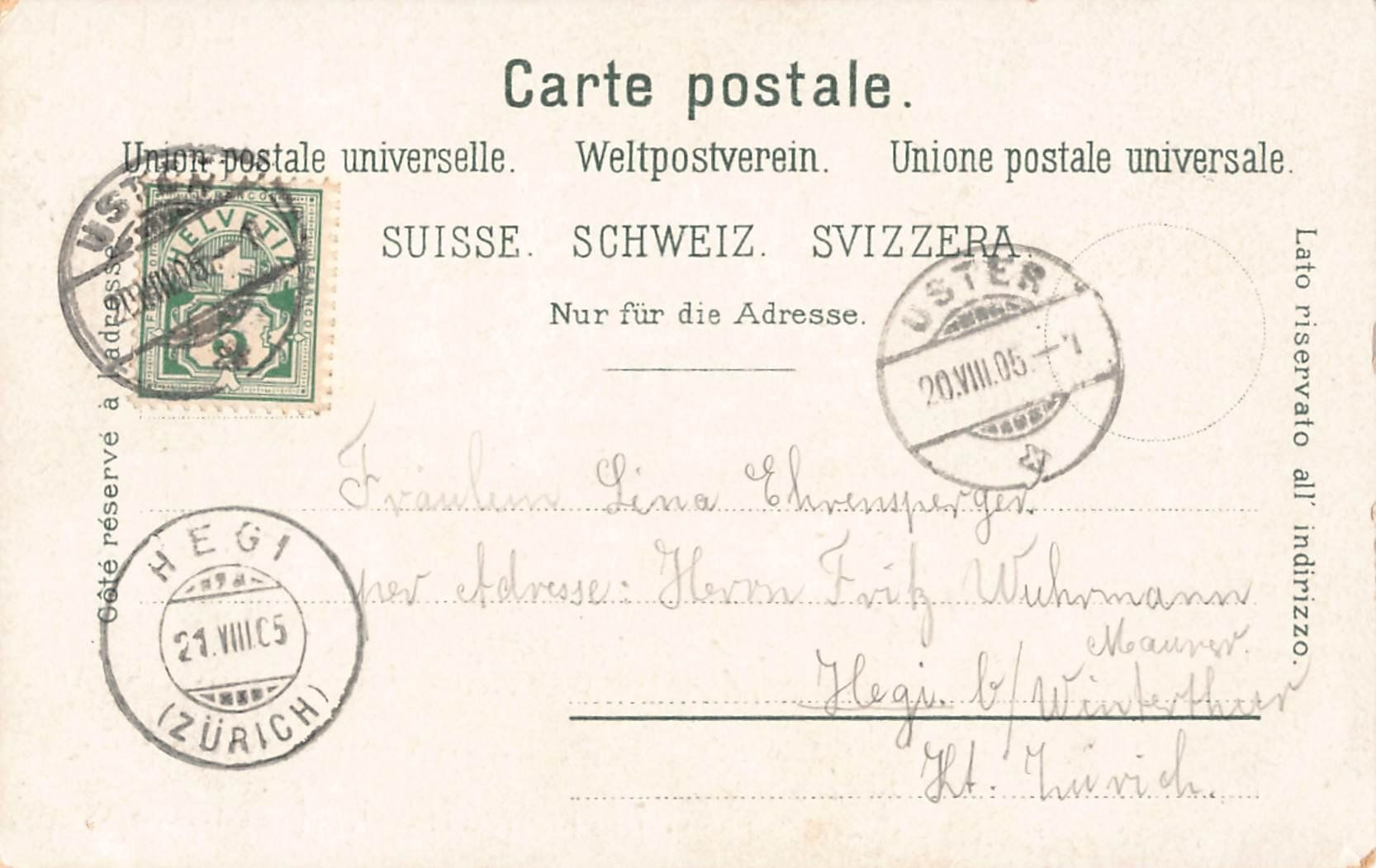 Cartoline postali: Gruss aus USTER 1905 - uralter Ansichtskarte – Usato da Winterthur venduto da SchatzchischtliWinti 1