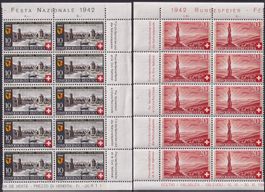 1942, Pro Patria B15+B16 10er-Blöcke, postfrisch **. K: 40.-