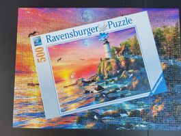Ravensburger Puzzle, Leuchtturm am Abend, 500 Teile