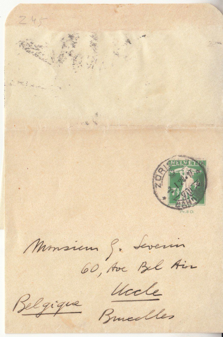 Alle Briefmarken: SGK SB 051 Zürich - Belgien – Gebraucht aus Bürglen TG von StampGraf