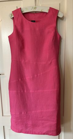 Hot Pink Linen Elegant Dress - Your Sixth Sense - Size 38