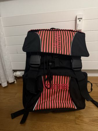 Racoon Rucksack schwarz-pink gestreift guter Zustand