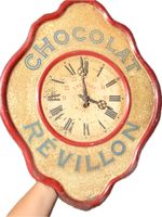 Antike Blechuhr, Werbeuhr, Pendeluhr, CHOCOLAT RÉVILLON