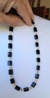 Halskette Onyx Perlen und Edelsteine Länge 40 cm