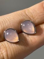 S925 Stift, Rosa-Chalcedon-Ohrstecker, Edelstein-Ohrringe