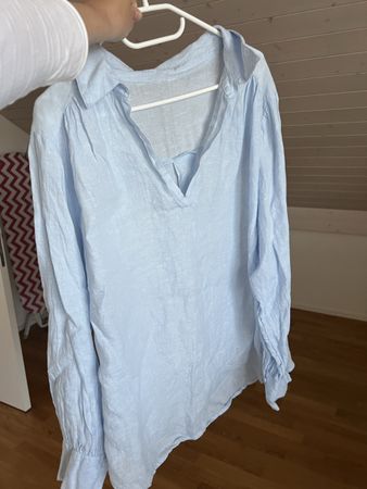 Sommerliche leichte Leinenbluse, hellblau, Gr. L 40 / 42