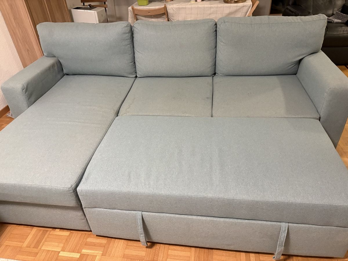 Ikea Sofas: Light grey-turquoise fabric sofa cum bed – Gebraucht aus Le Grand-Saconnex von Rav_Sha7 1