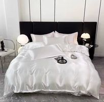 Bettwäsche-Set,Seidenbettbezug weiss Doppelbett King