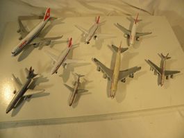 Swissair 8 diverse Modellflugzeuge in verschiedenen Grössen